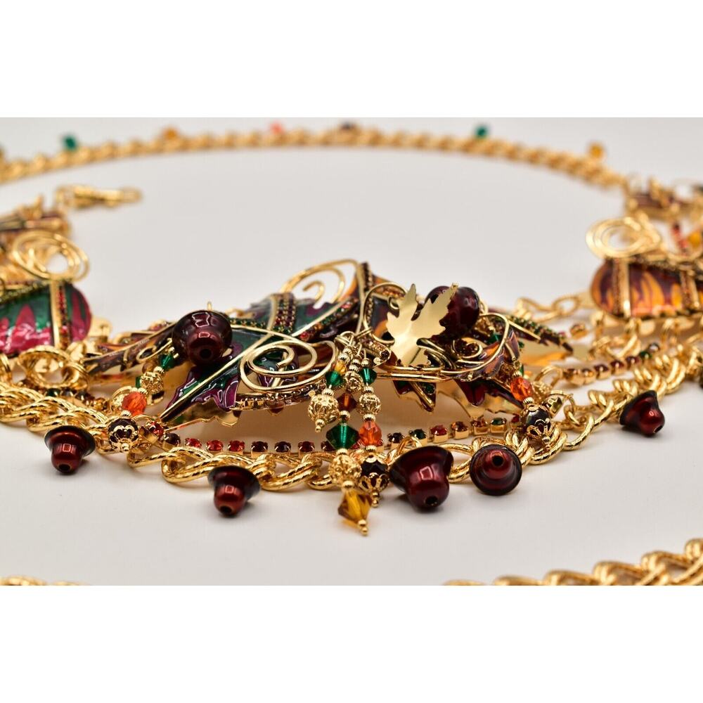 Lunch At The Ritz Autumn Fall Belt Chain Rhinestone Crystal Maple Leaf RARE - Picture 9 of 16